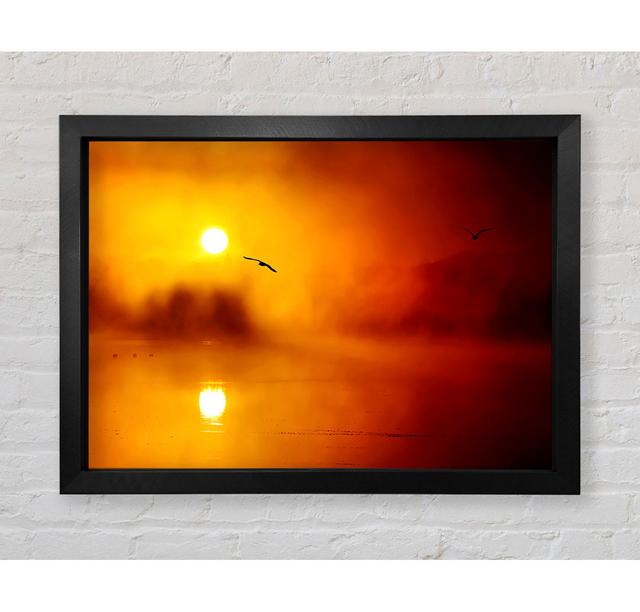 Birds Over The Golden Misty Lake - Single Picture Frame Art Prints Bright Star Size: 100cm H x 141.4cm W x 3.4cm D on Productcaster.