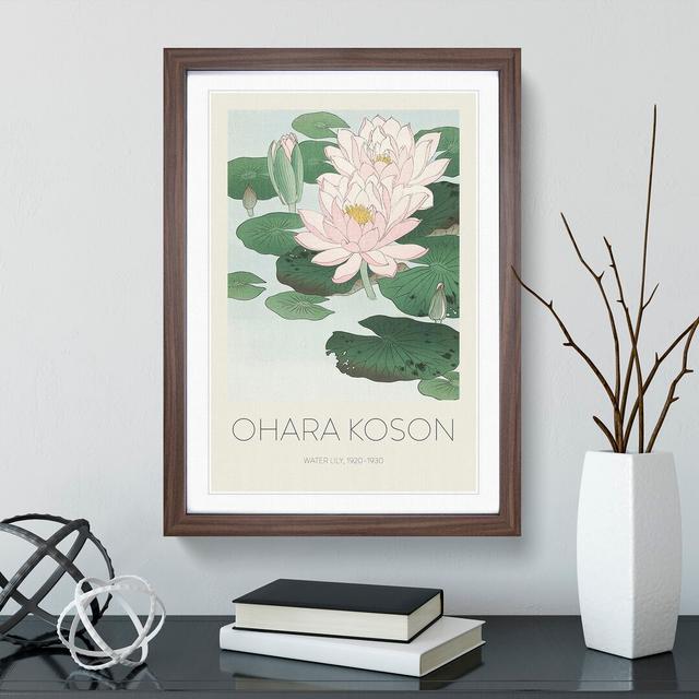 Pink Water Lilies Print by Ohara Koson - Picture Frame Painting East Urban Home Size: 36cm H x 27cm W x 2cm D, Frame Option: Walnut Framed on Productcaster.