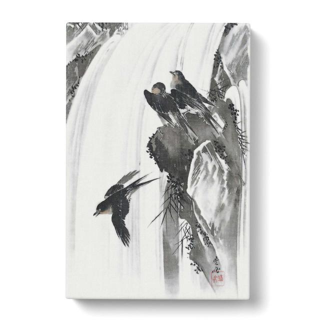 Swallows By A Waterfall by Kawanabe Kyosai - Wrapped Canvas Painting East Urban Home Size: 76cm H x 50cm W x 3cm D on Productcaster.