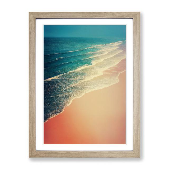 Beach At Sunset House of Hampton Size: 46cm H x 34cm W x 2cm D, Frame Colour: Oak Framed on Productcaster.