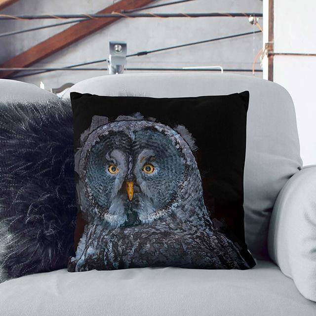 Great Grey Owl in Abstract Cushion with Filling East Urban Home Backing Colour: Stone, Size: 40cm H x 40cm W x 15cm D on Productcaster.