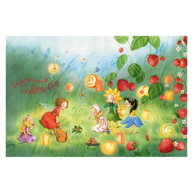 Evie the Strawberry Fairy - Lanterns 2.55 x 3.84m Textured Matt Peel & Stick Wall Mural East Urban Home on Productcaster.