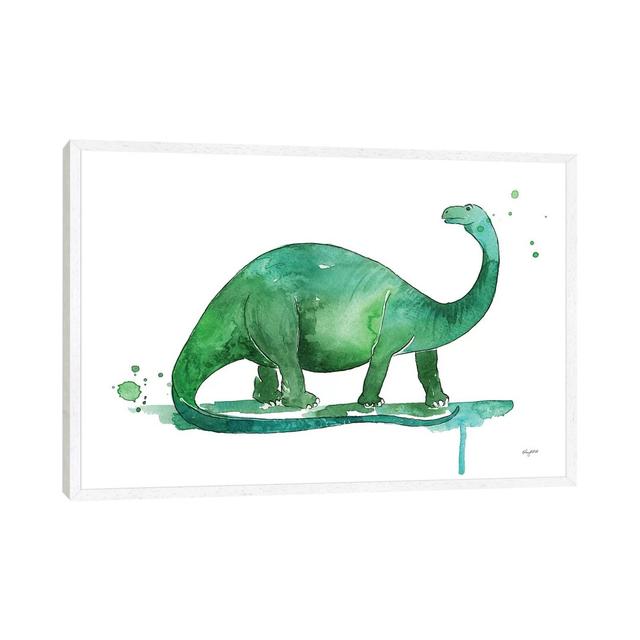 Brontosaurus by Kelsey McNatt - Painting Print on Canvas Happy Larry Size: 45.72cm H x 66.04cm W x 3.81cm D, Format: White Framed Canvas on Productcaster.