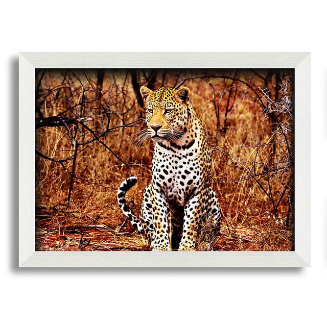 Leopard Hunt - Single Picture Frame Print on Paper Ebern Designs Size: 59.7cm H x 84.1cm W x 10cm D, Format: White Framed Paper on Productcaster.