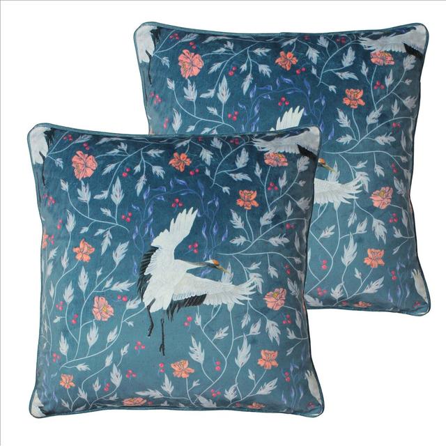 Deklyn Floral Square Throw Cushion With Filling (Set of 2) Paoletti on Productcaster.