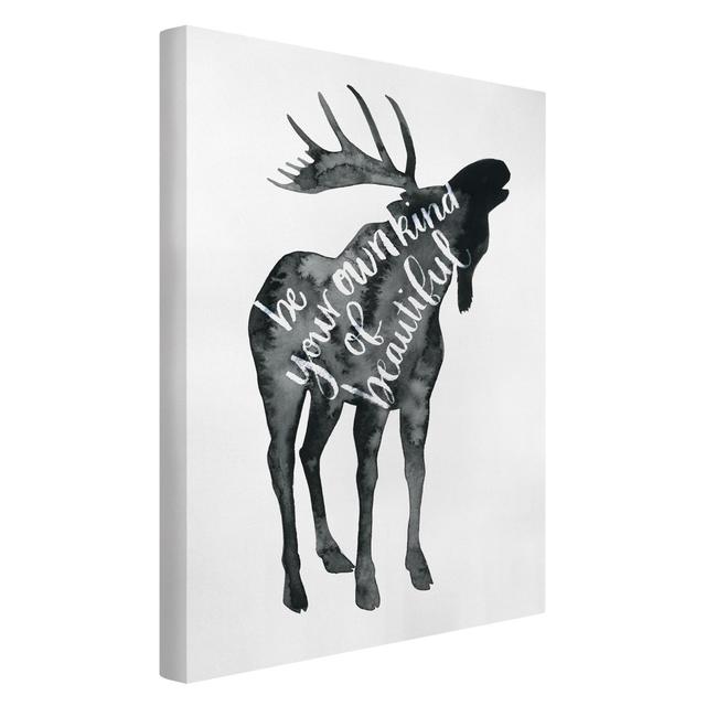 Animals with Wisdom - Moose - Wrapped Canvas Graphic Art Happy Larry Format: Canvas 260g/m², Colour: White, Size: 90cm H x 60cm W on Productcaster.