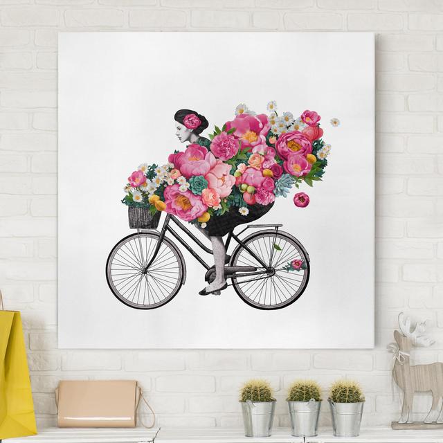 Leinwandbild Illustration Frau auf Fahrrad von Laura Graves Rosalind Wheeler on Productcaster.