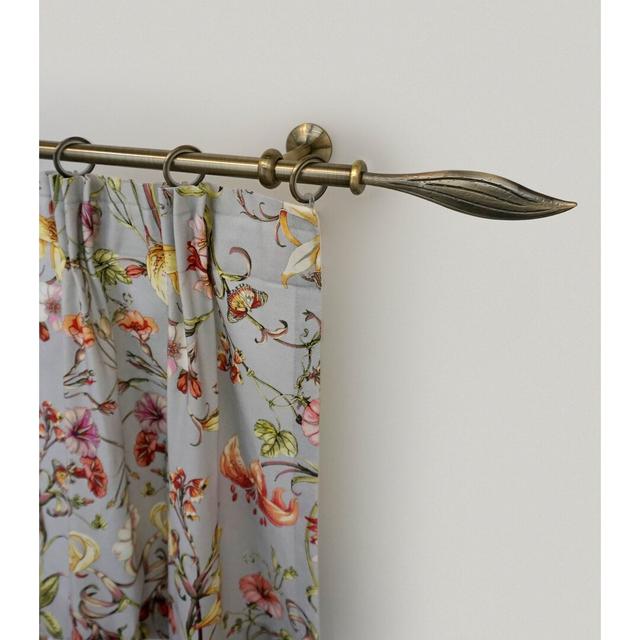 Jenice Curtain Single Pole and Hardware Set Symple Stuff Size: 5cm H x 370cm W x 8cm D, Finish: Brass Antique on Productcaster.