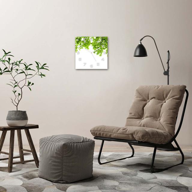 Leaves Silent Wall Clock East Urban Home Colour: White/Green on Productcaster.