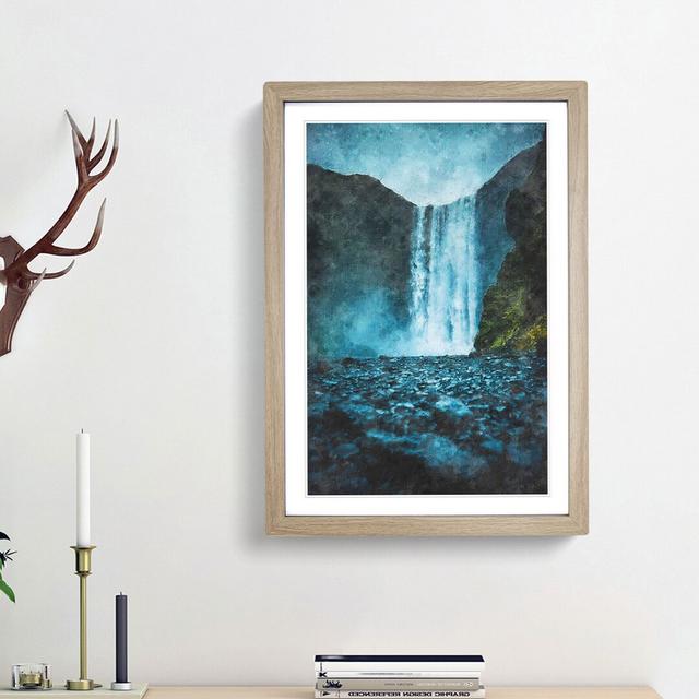 Waterfall Path In Iceland - Single Picture Frame Painting on MDF East Urban Home Size: 87cm H x 62cm W x 2cm D, Frame Option: Oak Framed on Productcaster.