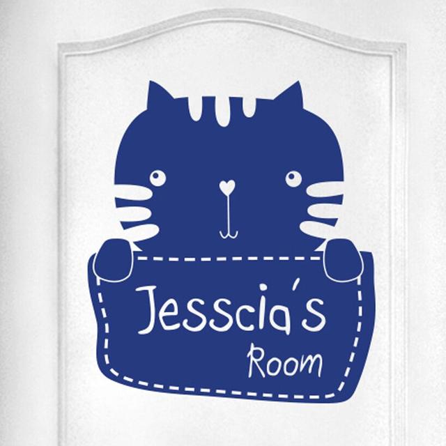 Personalised Kitty Rabbit Kids Door Room Wall Sticker Maturi Colour: Dark Blue on Productcaster.