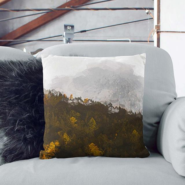 Half Mountain Half Forest Cushion with Filling East Urban Home Size: 40cm H x 40cm W x 15cm D, Backing Colour: White on Productcaster.