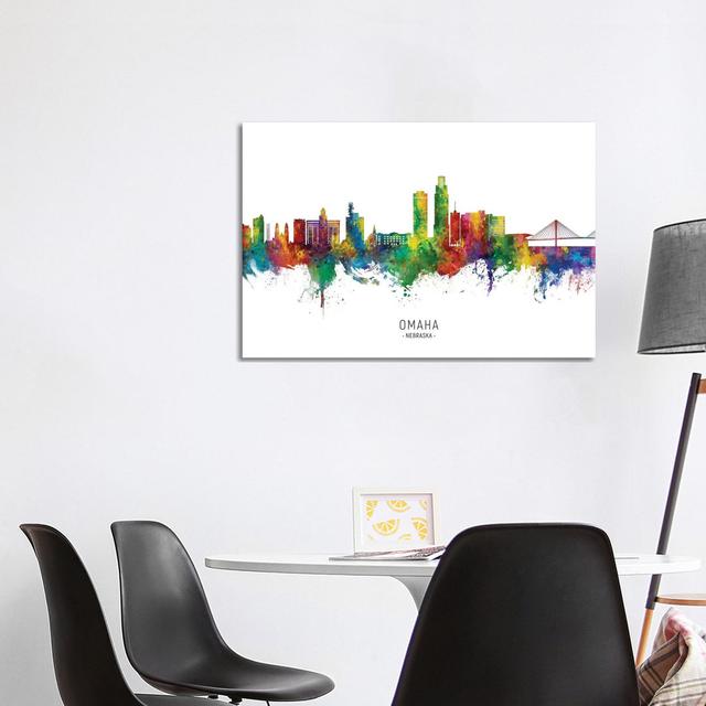 Omaha Nebraska Skyline City Name by Michael Tompsett - Wrapped Canvas Print Latitude Run Size: 66.04cm H x 101.6cm W x 3.81cm D on Productcaster.