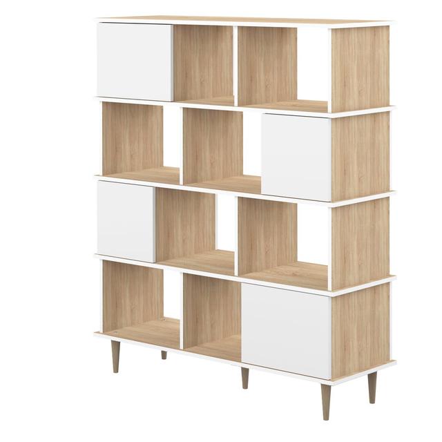 Iconic 147cm H x 119.6cm W Standard Bookcase Tema Home Colour: Natural Oak /White on Productcaster.