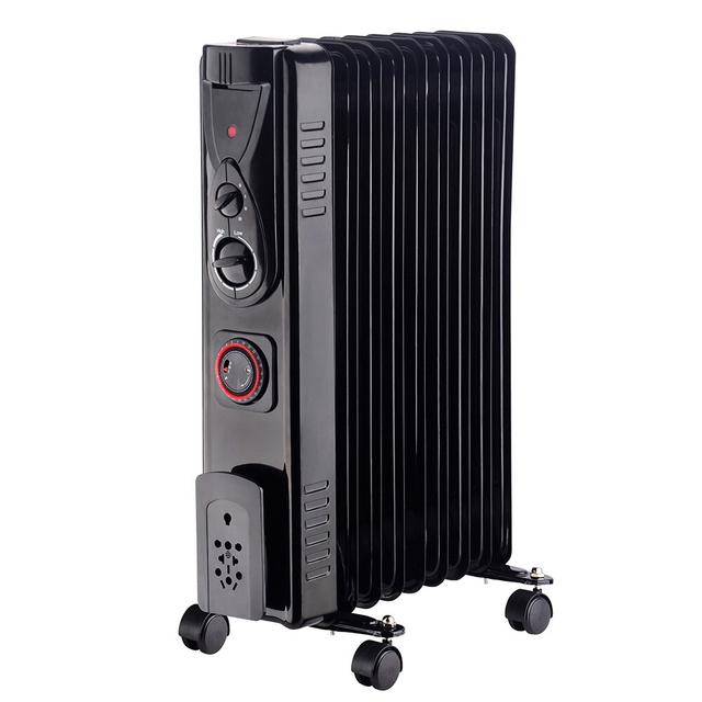 Kaius 9 Fin 2000w Oil Filled Radiator Portable Electric Heater wtih Timer & Thermostat Belfry Heating Finish: Black on Productcaster.