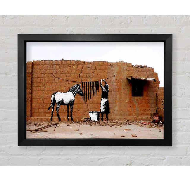 Zebra Stripes Washing Framed Print Rosalind Wheeler Size: 59.7cm H x 84.1cm W on Productcaster.