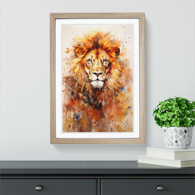 Lion Expressionism - Single Picture Frame Print on Wood World Menagerie Format: Oak Framed, Size: 64cm H x 46cm W x 2cm D on Productcaster.