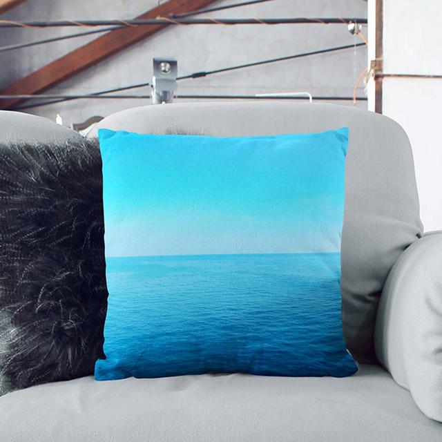 Blue Ocean Horizon Cushion with Filling East Urban Home Size: 40cm H x 40cm W x 15cm D, Backing Colour: White on Productcaster.