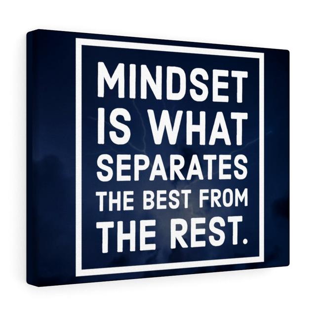 Mindset Is What Separates - Wrapped Canvas Typography Blue Elephant on Productcaster.