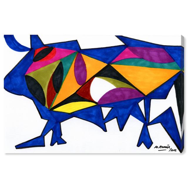 'Bull Sunrise' Graphic Art Wrapped on Canvas Oliver Gal Size: 25cm H x 38cm W on Productcaster.