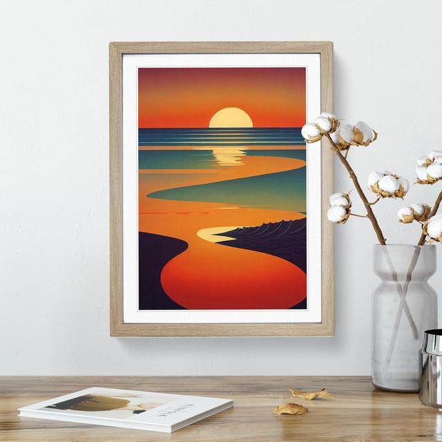 Dashing Sunset Abstract - Picture Frame Graphic Art 17 Stories Frame Colour: Oak, Size: 34cm H x 25cm W x 2cm D on Productcaster.