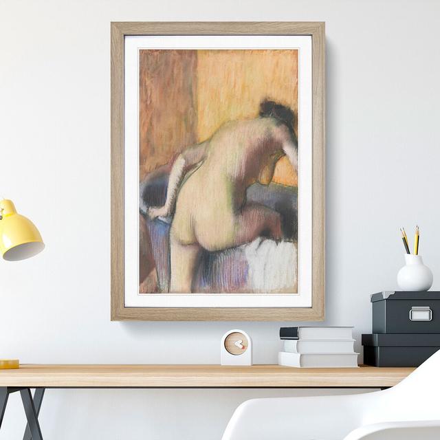 Bather Stepping into a Tub by Edgar Degas - Picture Frame Painting East Urban Home Size: 90cm H x 65cm W x 2cm D, Frame Option: Oak on Productcaster.