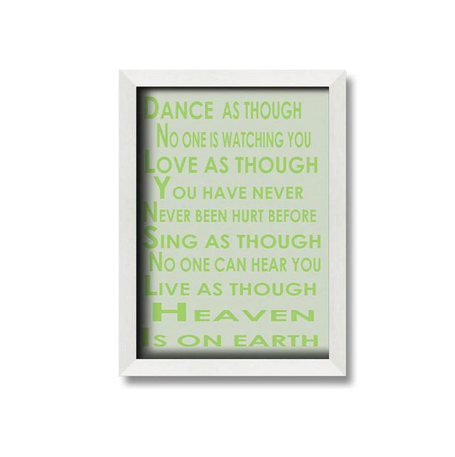 Home Quote Heaven Is On Earth Beige Framed Print Happy Larry Colour: Lime Green, Size: 42cm H x 29.7cm W x 10cm D, Format: White Framed Paper on Productcaster.