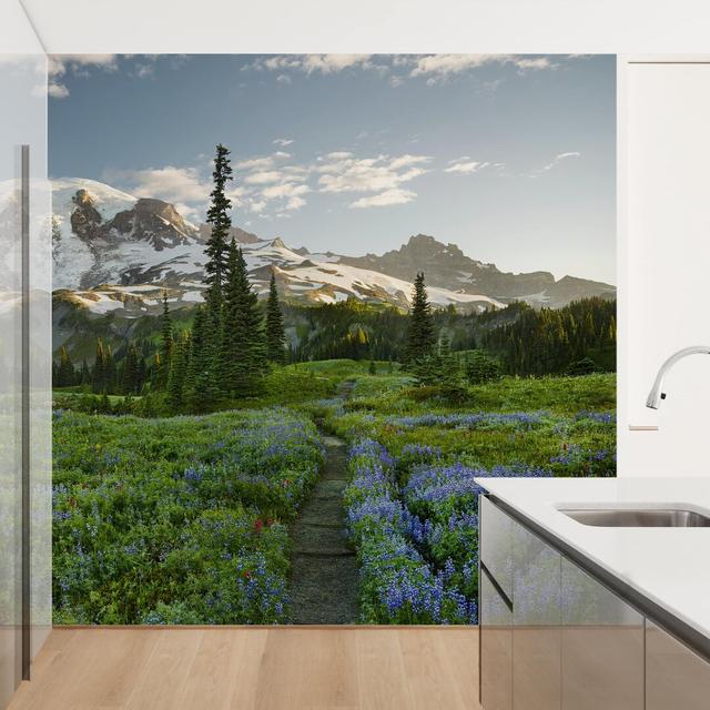 Mountain View Meadow Path 2.88m x 2.88m Embossed Matte Peel & Stick Wall Mural East Urban Home on Productcaster.