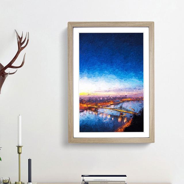 Budapest Skyline in Hungary in Abstract - Picture Frame Painting Print East Urban Home Size: 65cm H x 48cm W x 2cm D, Frame Option: Oak Framed on Productcaster.