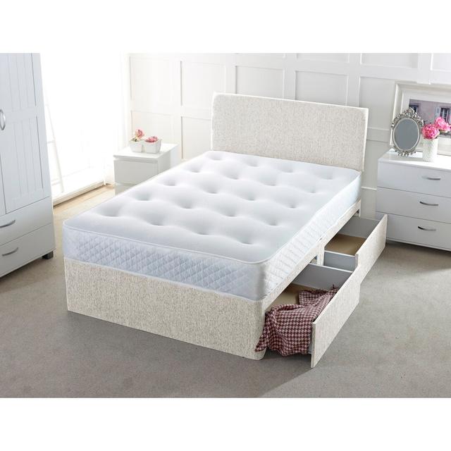 Brinegar Pocketsprung Divan Bed Set 17 Stories Colour: Cream, Size: Single (3'), Storage Type: No Drawer on Productcaster.