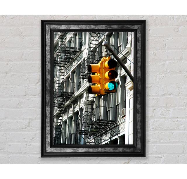 Yellow Traffic Lights - Single Picture Frame Art Prints Ebern Designs Size: 42cm H x 21cm W x 8cm D on Productcaster.