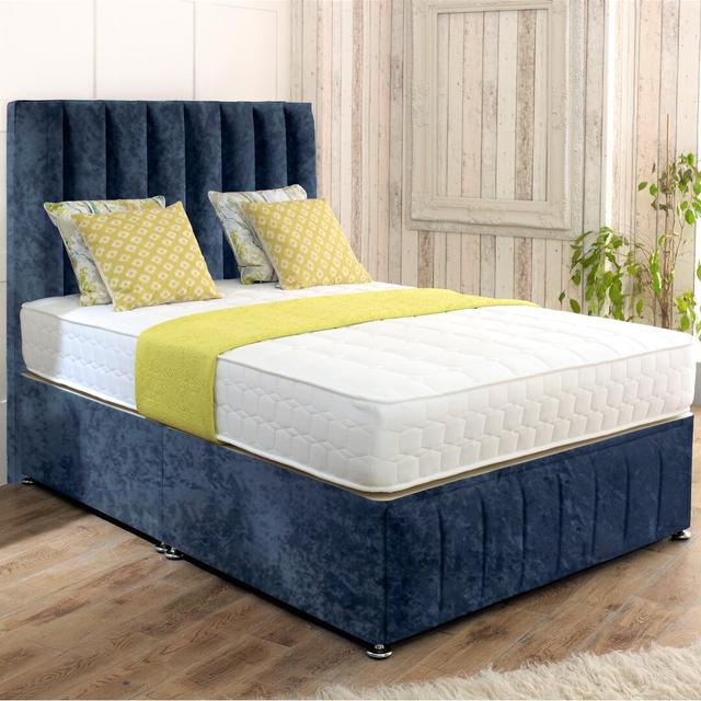 Caulfield Divan Bed Rosdorf Park Size: Kingsize (5'), Colour: Blue, Storage Type: No Drawers on Productcaster.