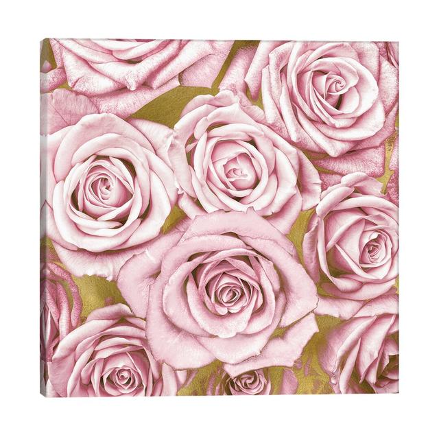 'Roses on Gold' Graphic Art on Wrapped Canvas in Pink East Urban Home Size: 45.72cm H x 45.72cm W x 1.91cm D on Productcaster.