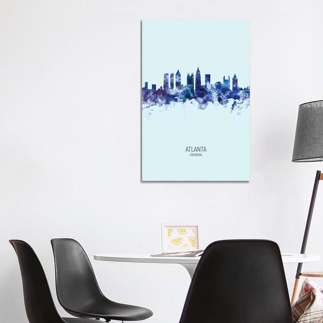 Atlanta Georgia Skyline Portrait Dark Blue by Michael Tompsett - Wrapped Canvas Print Latitude Run Size: 101.6cm H x 66.04cm W x 1.905cm D on Productcaster.