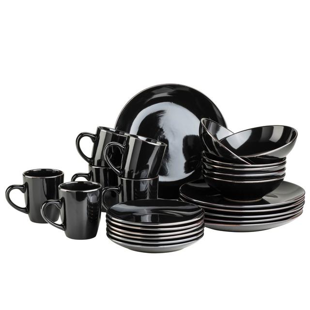 RaNesha 24 Piece Stoneware Dinnerware Set - Service for 6 Colour: Schwarz on Productcaster.