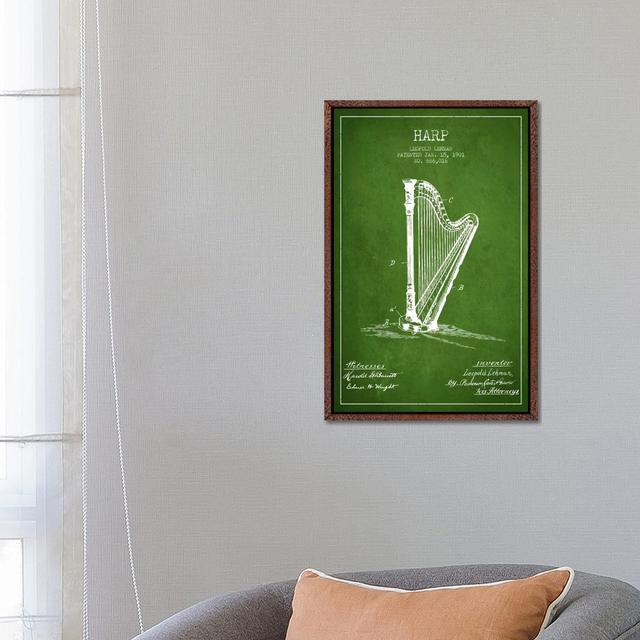 Harp Green Patent Blueprint Williston Forge Format: Schattenfugenrahmen in klassischer Holzausführung, Größe: 66,04 cm H x 45,72 cm B x 3,81 cm T on Productcaster.