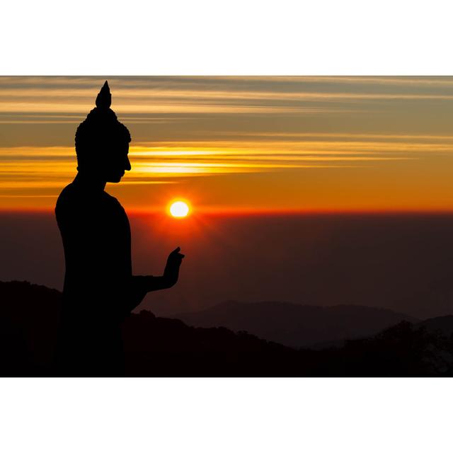 Silhouette of Buddha Statue - Wrapped Canvas Photograph Latitude Vive Size: 30cm H x 46cm W x 3.8cm D on Productcaster.