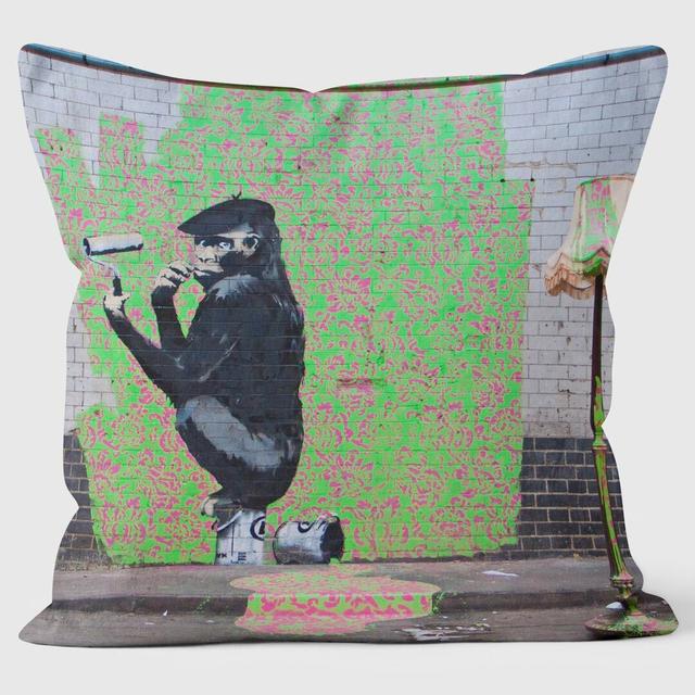 Painting Monkey Banksy Inspired - Graffiti Art Cushion We Love Cushions on Productcaster.