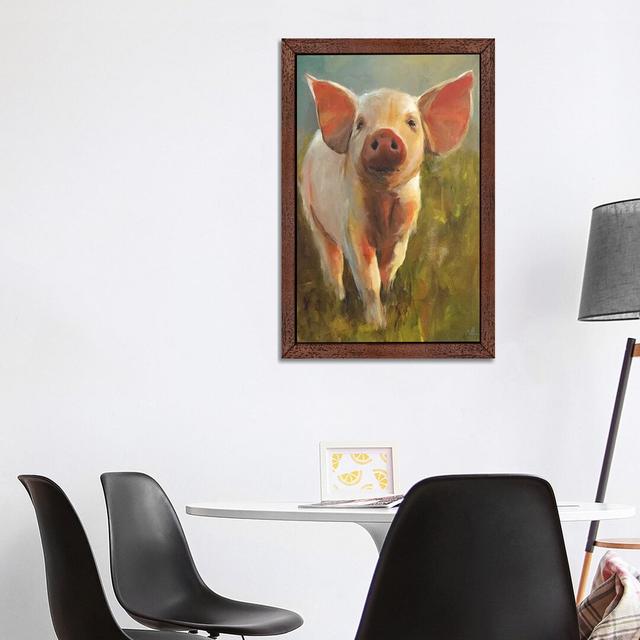 Morning Pig by Cari J. Humphry - Floater Frame Painting on Canvas August Grove Size: 66.04cm H x 45.72cm W x 3.81cm D, Frame Option: Brown on Productcaster.