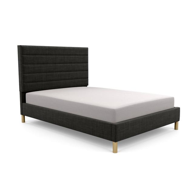 Premium Beaumere Upholstered Bed Frame Latitude Run Upholstery Colour: Wool Charcoal, Size: Small Single (2'6), Upholstery Material: Wool on Productcaster.