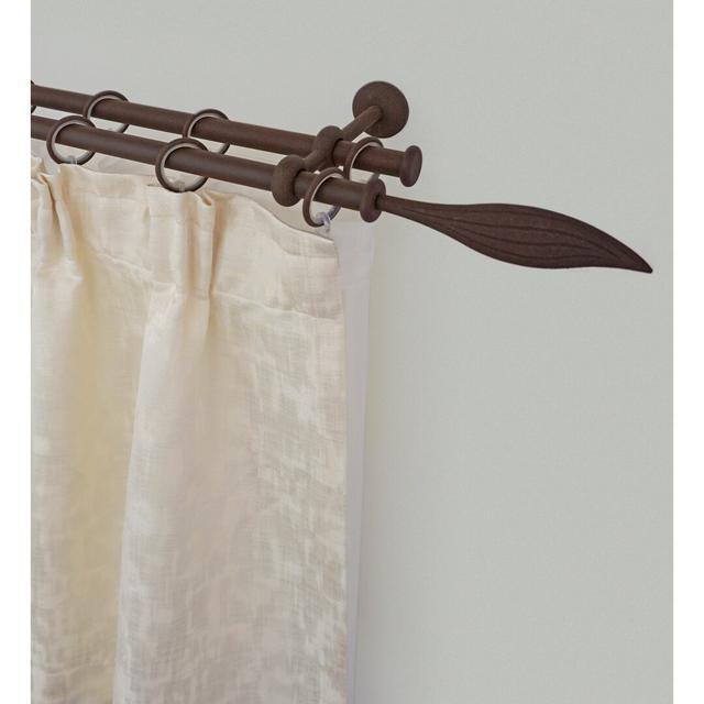 Jenice Curtain Double Pole and Hardware Set Symple Stuff Size: 5cm H x 390cm W x 14cm D, Finish: Rust Brown on Productcaster.