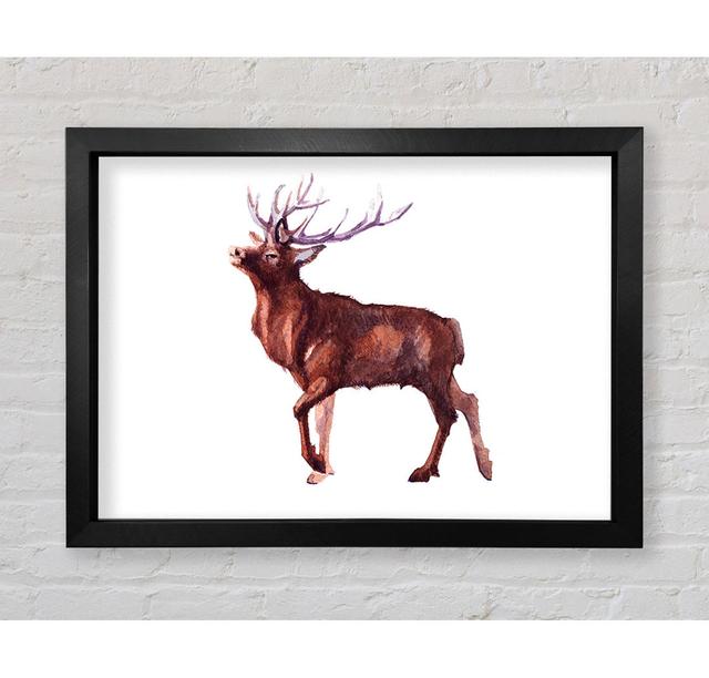 Red Stag Delight Framed Print Union Rustic Size: 100.1cm H x 141.4cm W x 3.4cm D, Format: Black Framed Paper on Productcaster.