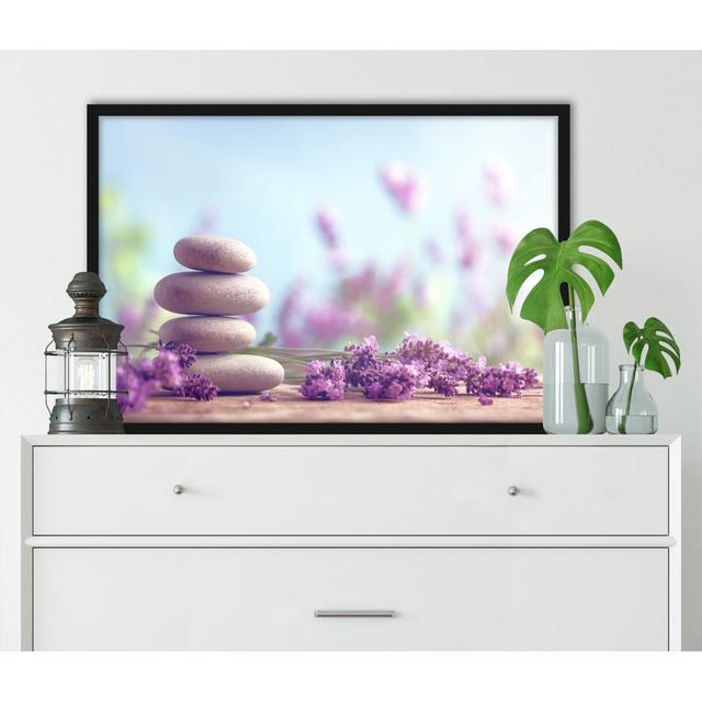 Gerahmter Fotodruck Lavendel Spa-Stillleben ModernMoments Größe: 55 cm H x 40 cm B x 2.5 cm T, Farbe: Schwarz/Weiß on Productcaster.