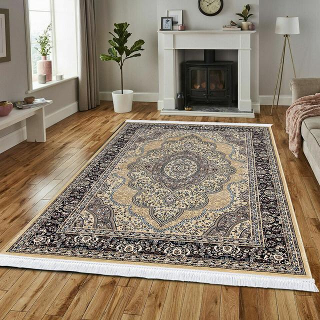 Floral Machine Woven Beige Area Rug vidaXL Rug Size: Rectangle 200 x 290 cm on Productcaster.