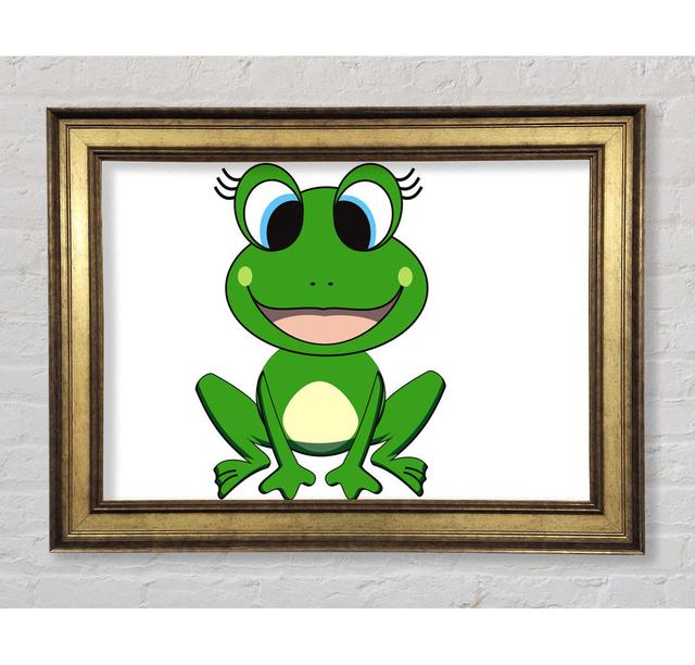 Happy Frog Ready To Leap - Single Picture Frame Art Prints Bright Star Size: 21cm H x 42cm W x 8cm D, Colour: White on Productcaster.