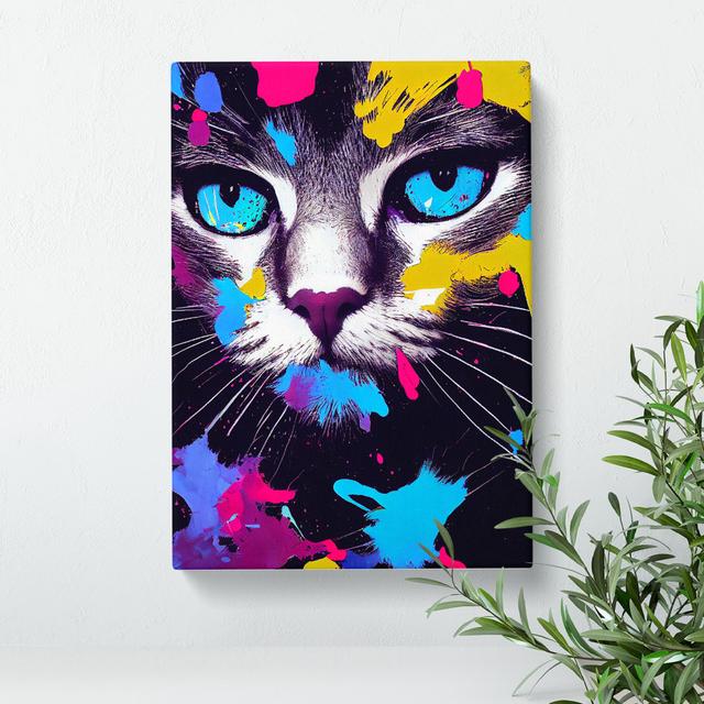 Cat Splashed in Paint No.3 - Wrapped Canvas Graphic Art Marlow Home Co. Size: 76cm H x 50cm W on Productcaster.