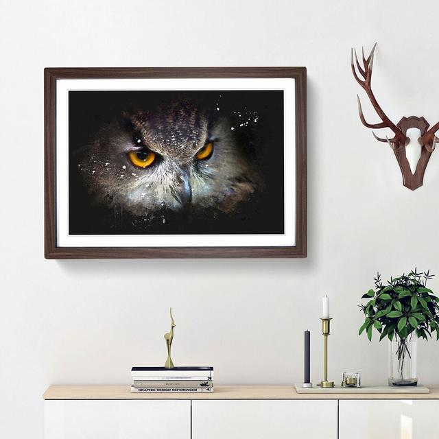 A Great Horned Owl - Picture Frame Graphic Art Print East Urban Home Size: 60cm H x 91cm W x 2cm D, Frame Option: Walnut Framed on Productcaster.