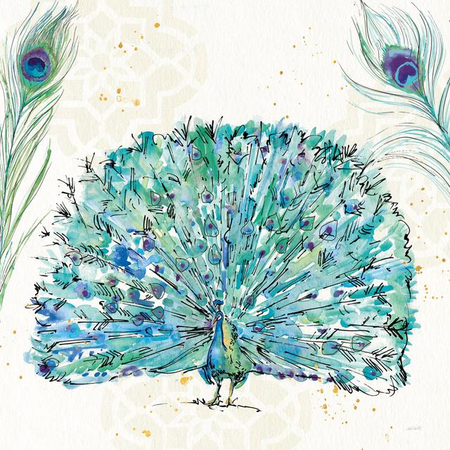 Peacock Garden IX Square No Words by Anne Tavoletti - Wrapped Canvas Painting Latitude Vive Size: 51cm H x 51cm W x 3.8cm D on Productcaster.