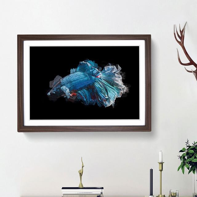 Blue Siamese Fighting Fish in Abstract - Picture Frame Graphic Art Print on MDF East Urban Home Frame Option: Walnut Framed, Size: 36cm H x 48cm W x 2 on Productcaster.