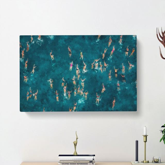 Swimmers Swimming - Wrapped Canvas Painting Print East Urban Home Size: 50cm H x 76cm W x 3cm D on Productcaster.